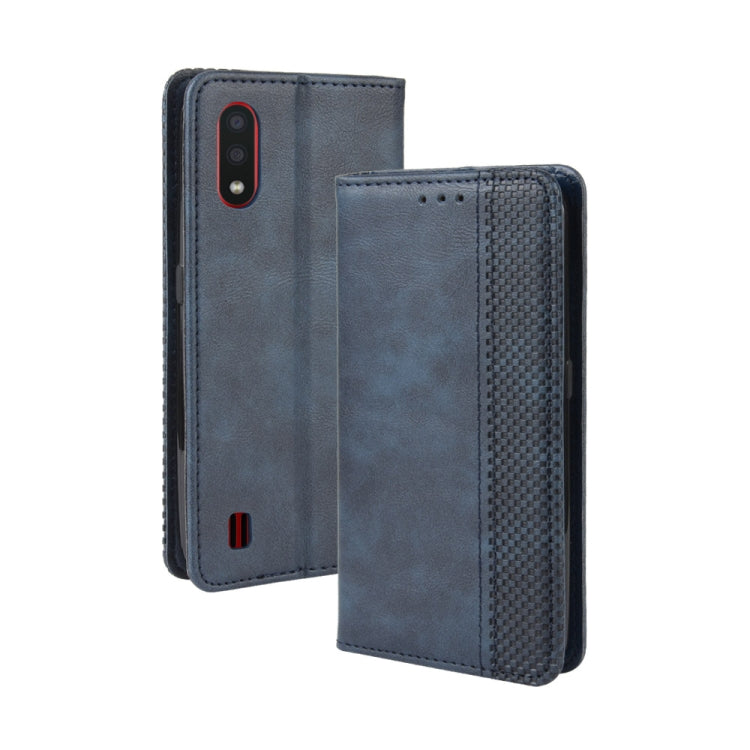 For Galaxy A01 Magnetic Buckle Retro Crazy Horse Texture Horizontal Flip Leather Case with Holder & Card Slots & Photo Frame