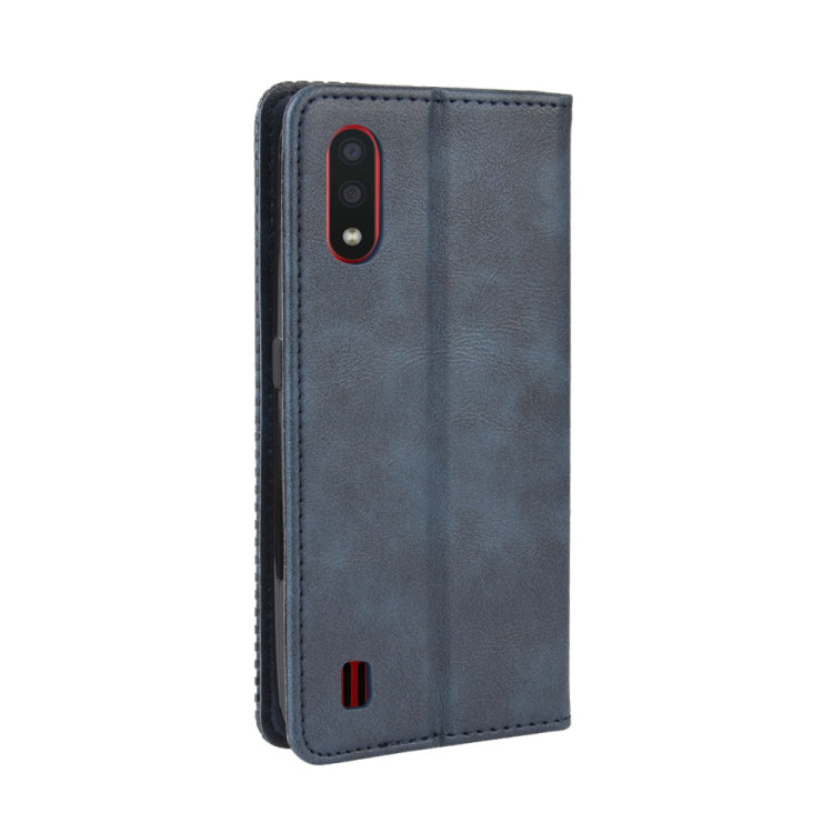 For Galaxy A01 Magnetic Buckle Retro Crazy Horse Texture Horizontal Flip Leather Case with Holder & Card Slots & Photo Frame