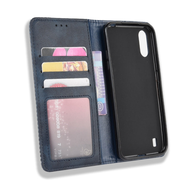 For Galaxy A01 Magnetic Buckle Retro Crazy Horse Texture Horizontal Flip Leather Case with Holder & Card Slots & Photo Frame