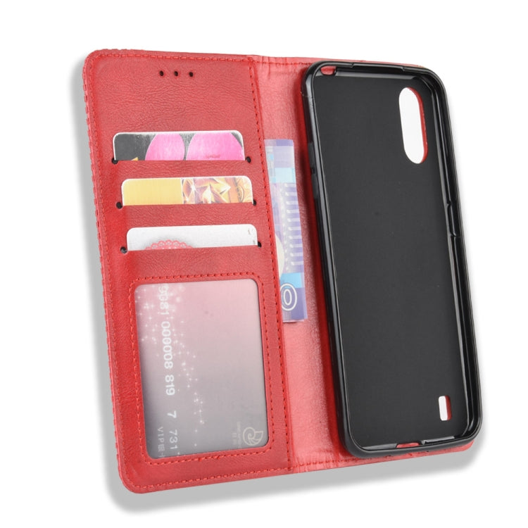 For Galaxy A01 Magnetic Buckle Retro Crazy Horse Texture Horizontal Flip Leather Case with Holder & Card Slots & Photo Frame