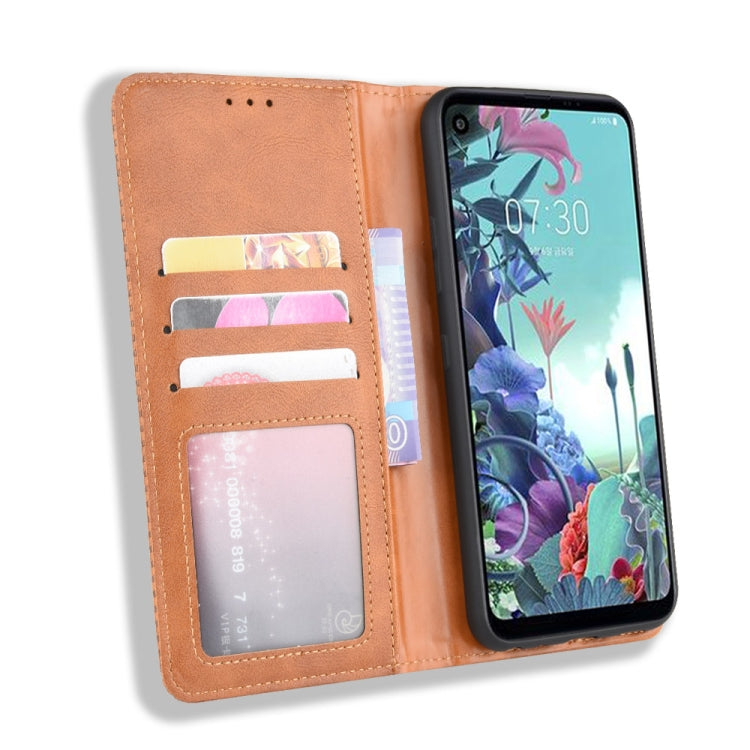 For LG Q70 Magnetic Buckle Retro Crazy Horse Texture Horizontal Flip Leather Case with Holder & Card Slots & Photo Frame