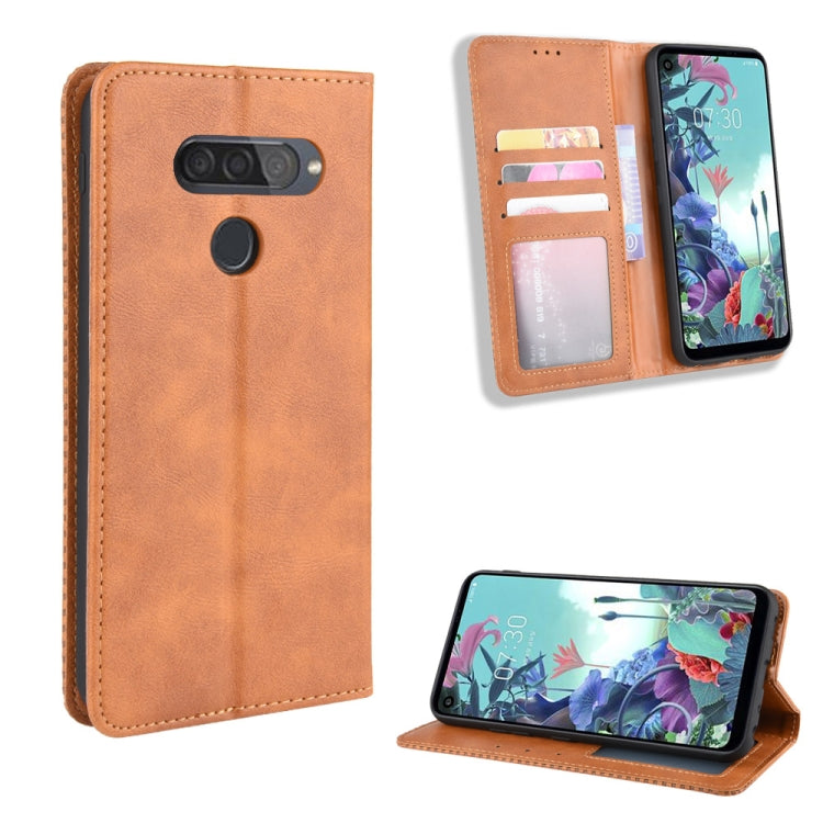 For LG Q70 Magnetic Buckle Retro Crazy Horse Texture Horizontal Flip Leather Case with Holder & Card Slots & Photo Frame