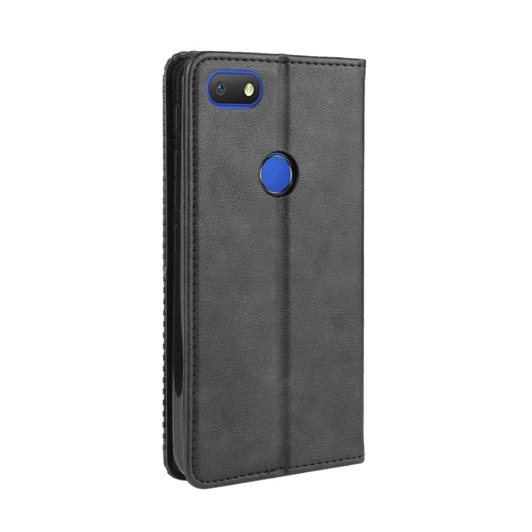For Alcatel 1V (2019) with Fingerprint Hole Magnetic Buckle Retro Crazy Horse Texture Horizontal Flip Leather Case with Holder & Card Slots & Photo Frame