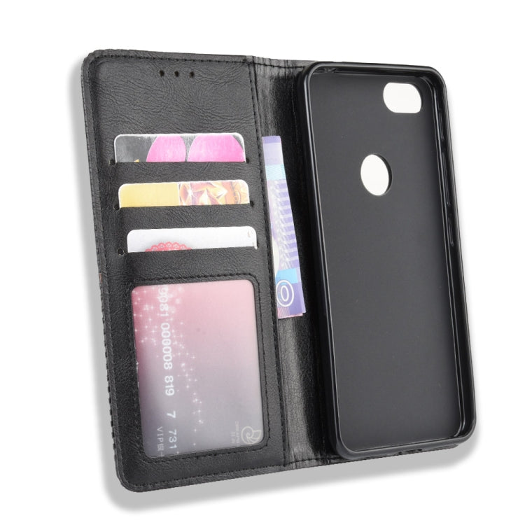 For Alcatel 1V (2019) with Fingerprint Hole Magnetic Buckle Retro Crazy Horse Texture Horizontal Flip Leather Case with Holder & Card Slots & Photo Frame