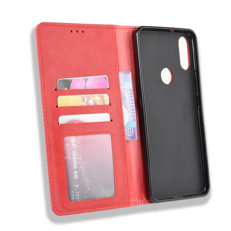 For Alcatel 3V (2019) Magnetic Buckle Retro Crazy Horse Texture Horizontal Flip Leather Case with Holder & Card Slots & Photo Frame