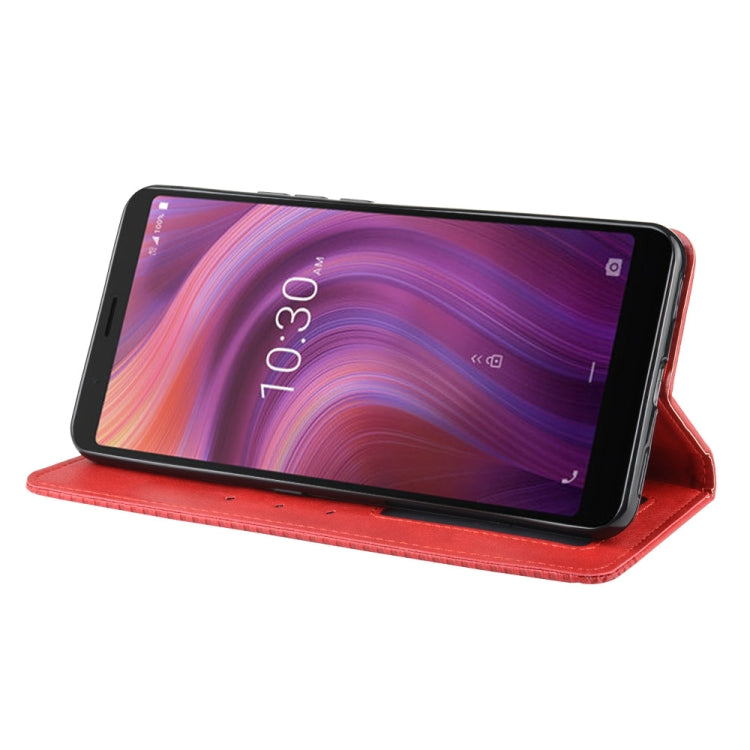For Alcatel 3V (2019) Magnetic Buckle Retro Crazy Horse Texture Horizontal Flip Leather Case with Holder & Card Slots & Photo Frame