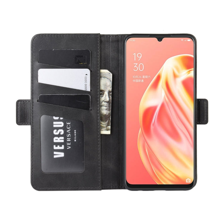 For OPPO A91 Dual-side Magnetic Buckle Horizontal Flip PU Leather Case with Holder & Card Slots & Wallet