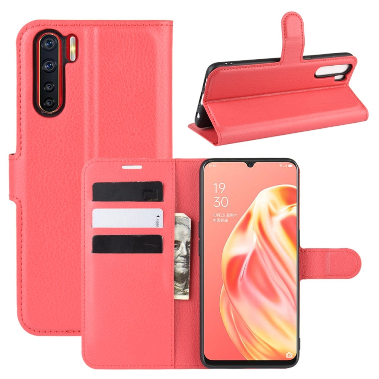 For OPPO A91 Litchi Texture Horizontal Flip PU Leather Case with Holder & Card Slots & Wallet