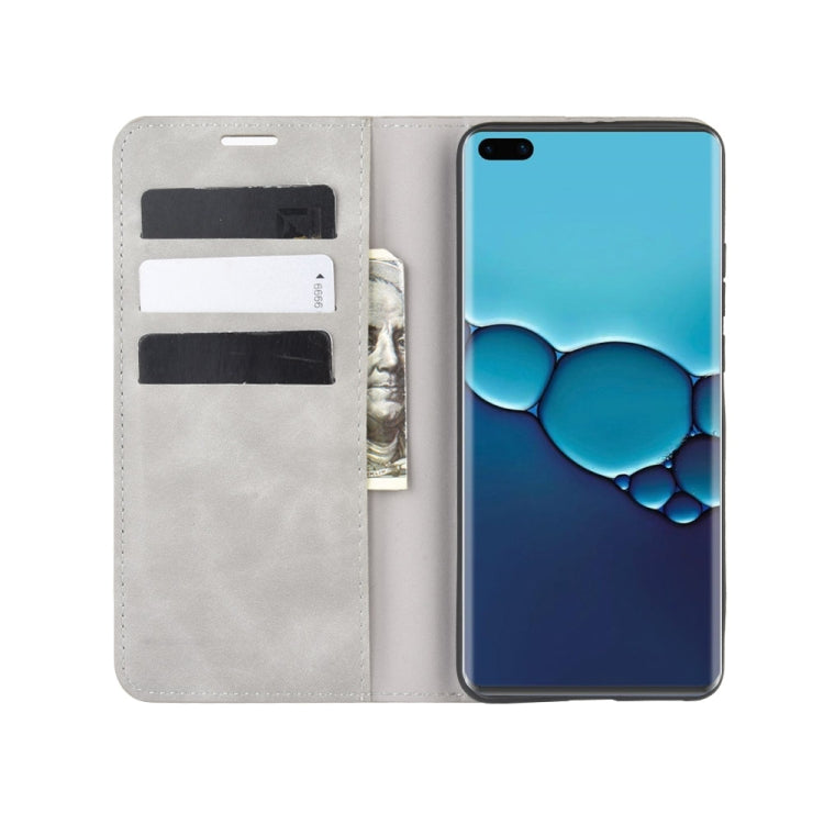 For Huawei P40 Retro-skin Business Magnetic Suction Leather Case with Holder & Card Slots & Wallet