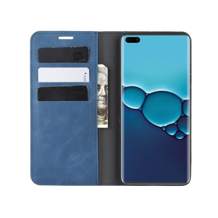 For Huawei P40 Retro-skin Business Magnetic Suction Leather Case with Holder & Card Slots & Wallet