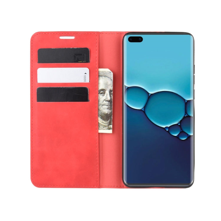 For Huawei P40 Retro-skin Business Magnetic Suction Leather Case with Holder & Card Slots & Wallet