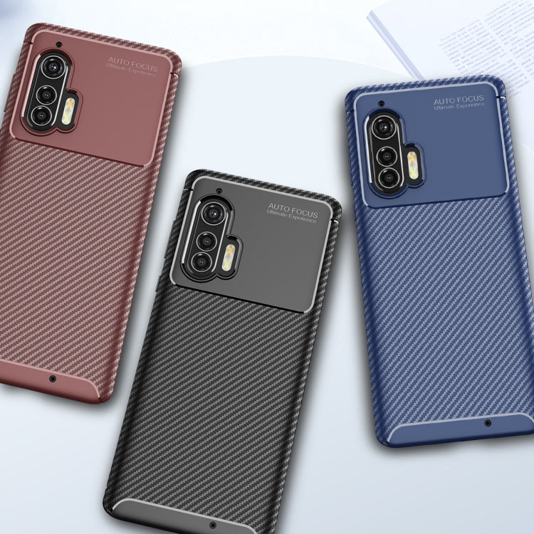For Motorola Edge Plus Carbon Fiber Texture Shockproof TPU Case(Black)