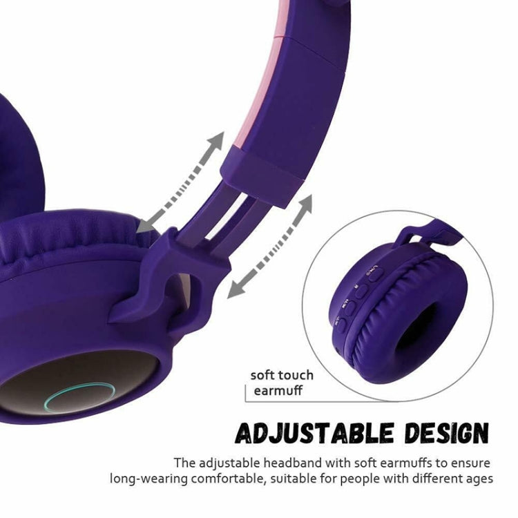 BT028C Cute Cat Ear Bluetooth 5.0 Headphones Foldable Wireless Headphone with Mic (Red)