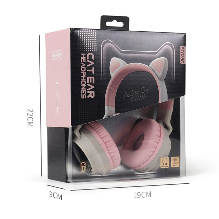 BT028C Cute Cat Ear Bluetooth 5.0 Headphones Foldable Wireless Headphone with Mic (Red)