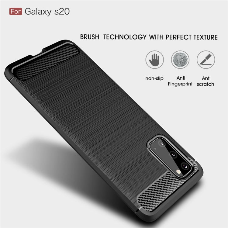 For Galaxy S20 Brushed Texture Carbon Fiber TPU Case