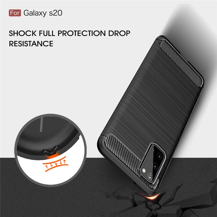 For Galaxy S20 Brushed Texture Carbon Fiber TPU Case