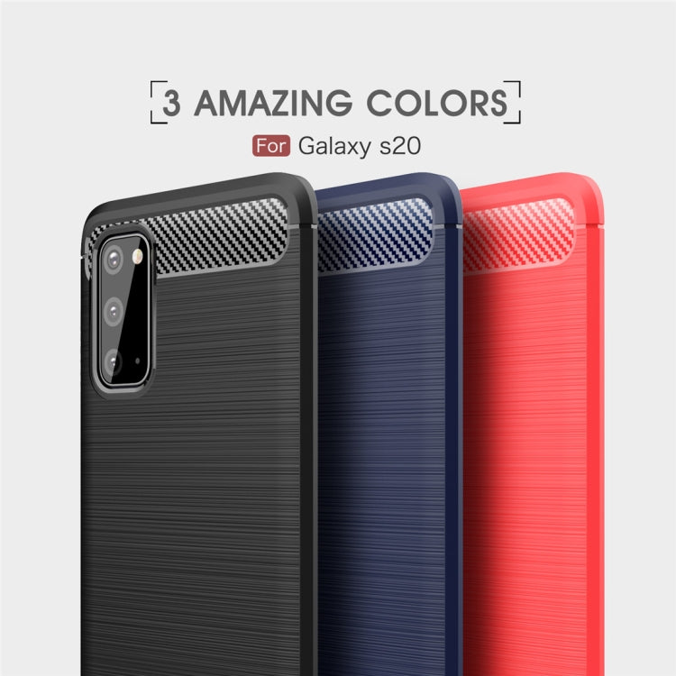 For Galaxy S20 Brushed Texture Carbon Fiber TPU Case