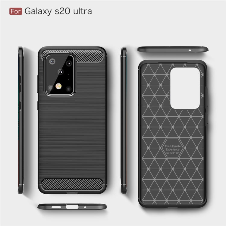 For Galaxy S20 Ultra Brushed Texture Carbon Fiber TPU Case(Black)