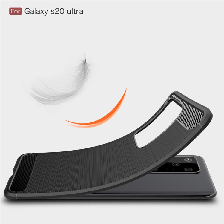 For Galaxy S20 Ultra Brushed Texture Carbon Fiber TPU Case(Black)