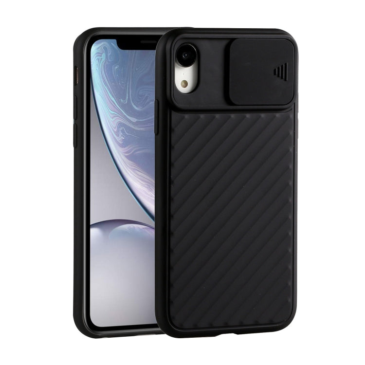 For iPhone XS Max Sliding Camera Cover Design Twill Anti-Slip TPU Case