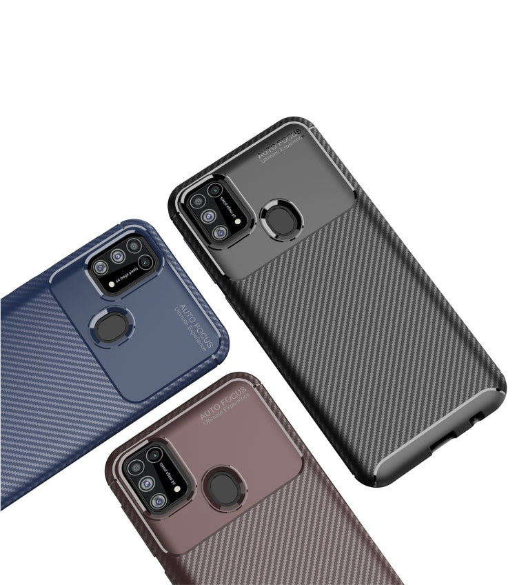 For Galaxy M31 Carbon Fiber Texture Shockproof TPU Case(Black)