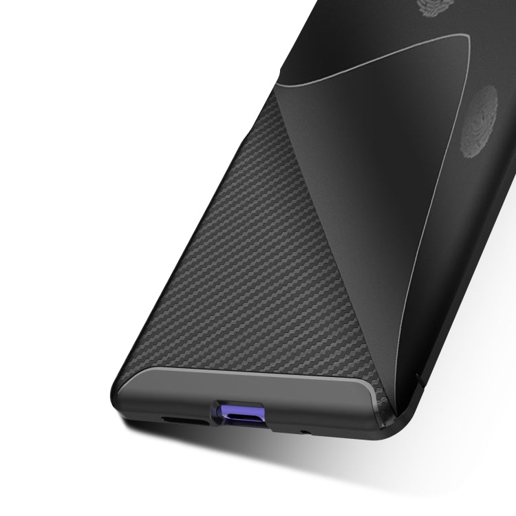 For Sony Xperia 1 II Carbon Fiber Texture Shockproof TPU Case