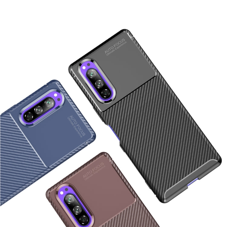 For Sony Xperia 1 II Carbon Fiber Texture Shockproof TPU Case