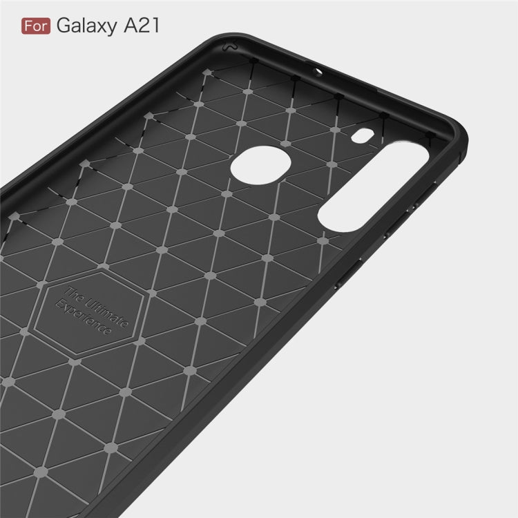 For Galaxy A21 Brushed Texture Carbon Fiber TPU Case