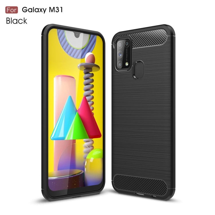 For Galaxy M31 Brushed Texture Carbon Fiber TPU Case