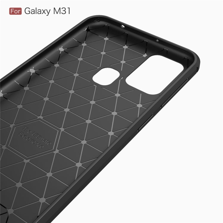 For Galaxy M31 Brushed Texture Carbon Fiber TPU Case