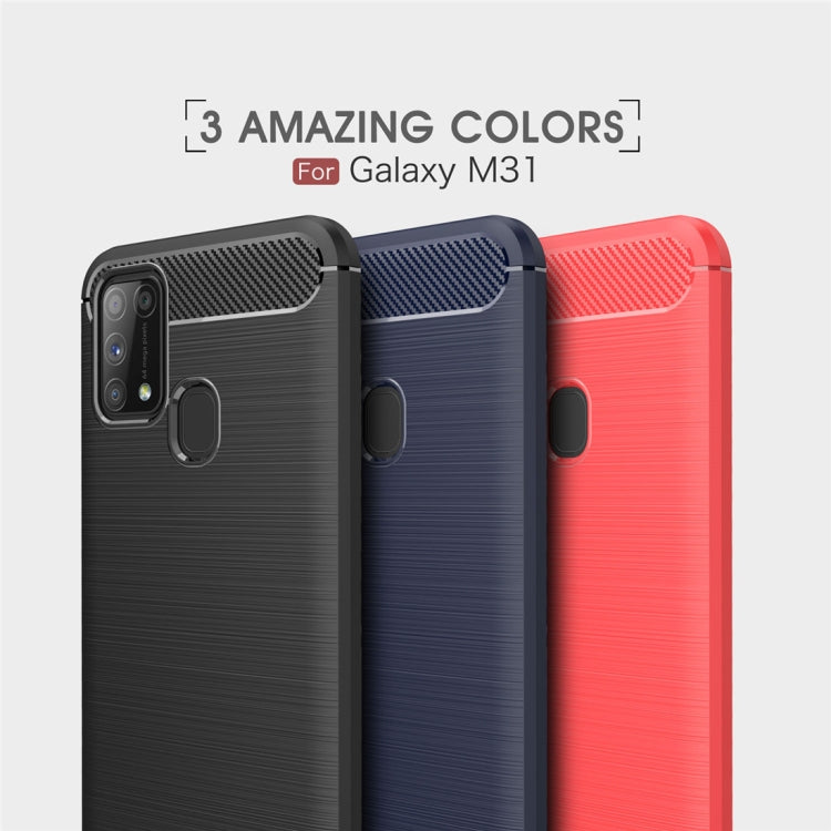 For Galaxy M31 Brushed Texture Carbon Fiber TPU Case