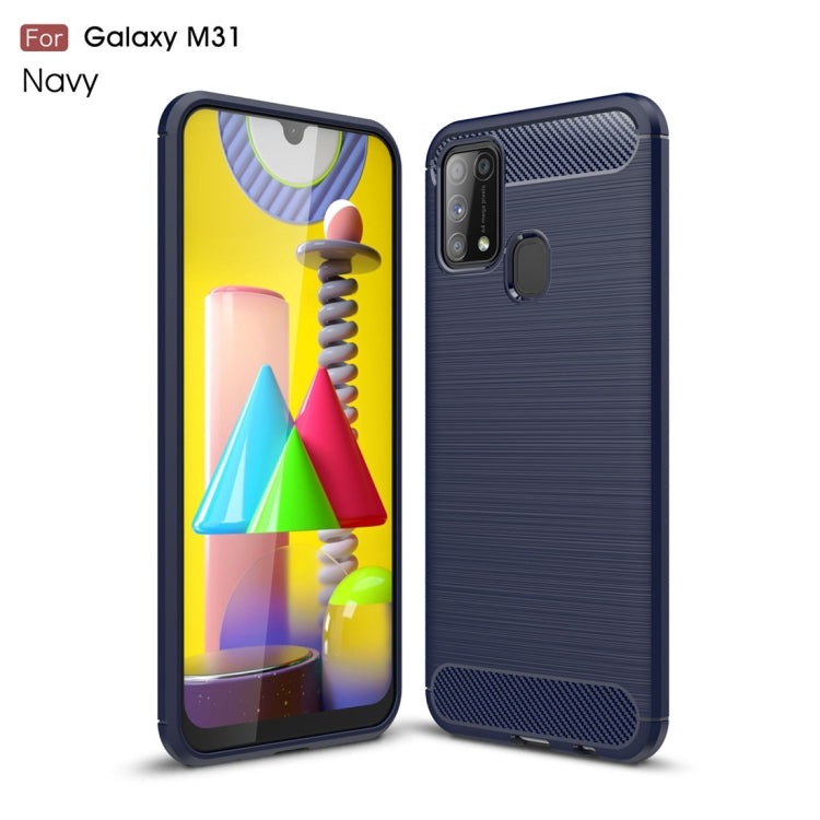 For Galaxy M31 Brushed Texture Carbon Fiber TPU Case