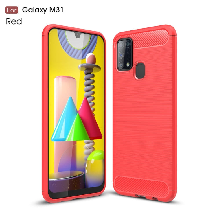 For Galaxy M31 Brushed Texture Carbon Fiber TPU Case