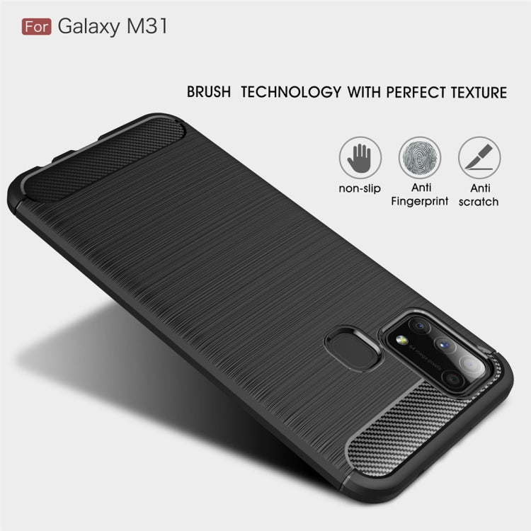 For Galaxy M31 Brushed Texture Carbon Fiber TPU Case