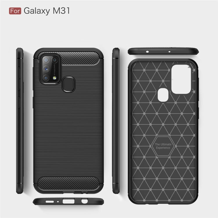 For Galaxy M31 Brushed Texture Carbon Fiber TPU Case