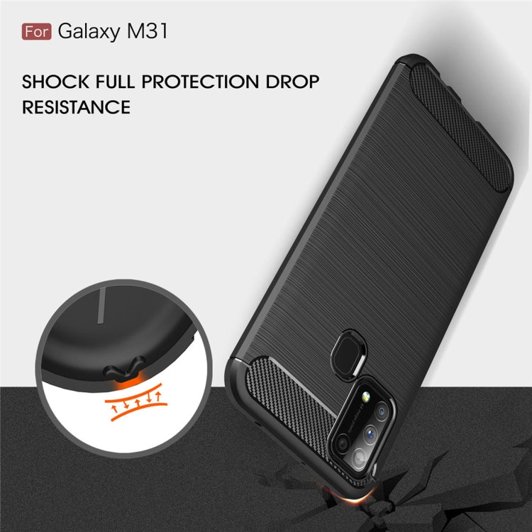 For Galaxy M31 Brushed Texture Carbon Fiber TPU Case