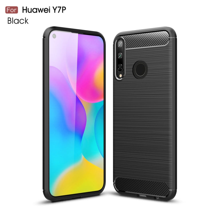 For Huawei Y7p Brushed Texture Carbon Fiber TPU Case