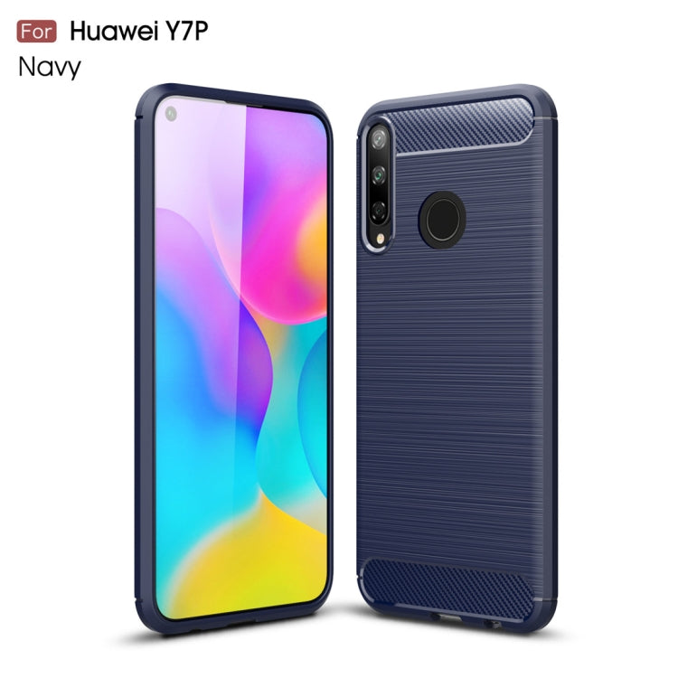 For Huawei Y7p Brushed Texture Carbon Fiber TPU Case
