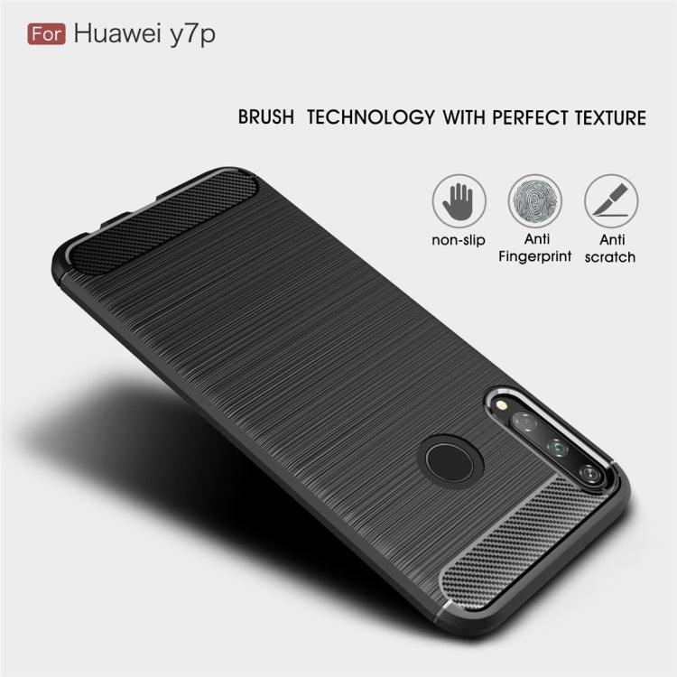 For Huawei Y7p Brushed Texture Carbon Fiber TPU Case