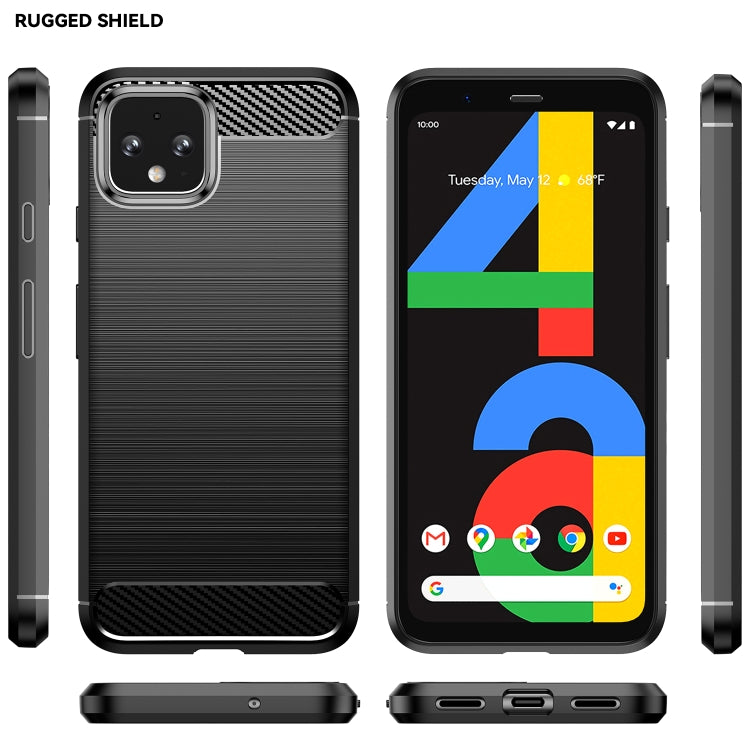 For Google Pixel 4a Brushed Texture Carbon Fiber Shockproof TPU Case