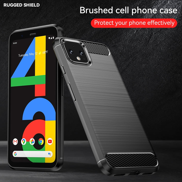 For Google Pixel 4a Brushed Texture Carbon Fiber Shockproof TPU Case