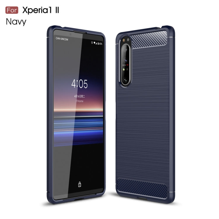 For Sony Xperia 1 II Brushed Texture Carbon Fiber Shockproof TPU Case