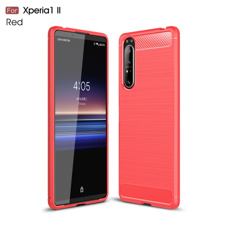 For Sony Xperia 1 II Brushed Texture Carbon Fiber Shockproof TPU Case