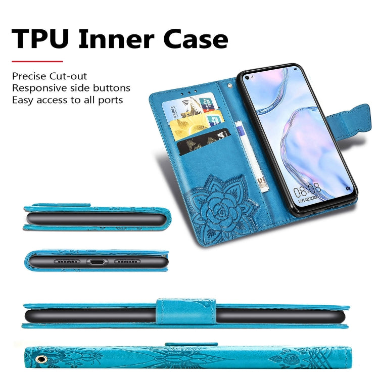 For Huawei Nova 6 SE Butterfly Love Flower Embossed Horizontal Flip Leather Case with Bracket / Card Slot / Wallet / Lanyard