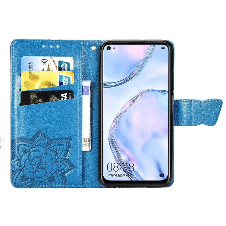 For Huawei Nova 6 SE Butterfly Love Flower Embossed Horizontal Flip Leather Case with Bracket / Card Slot / Wallet / Lanyard