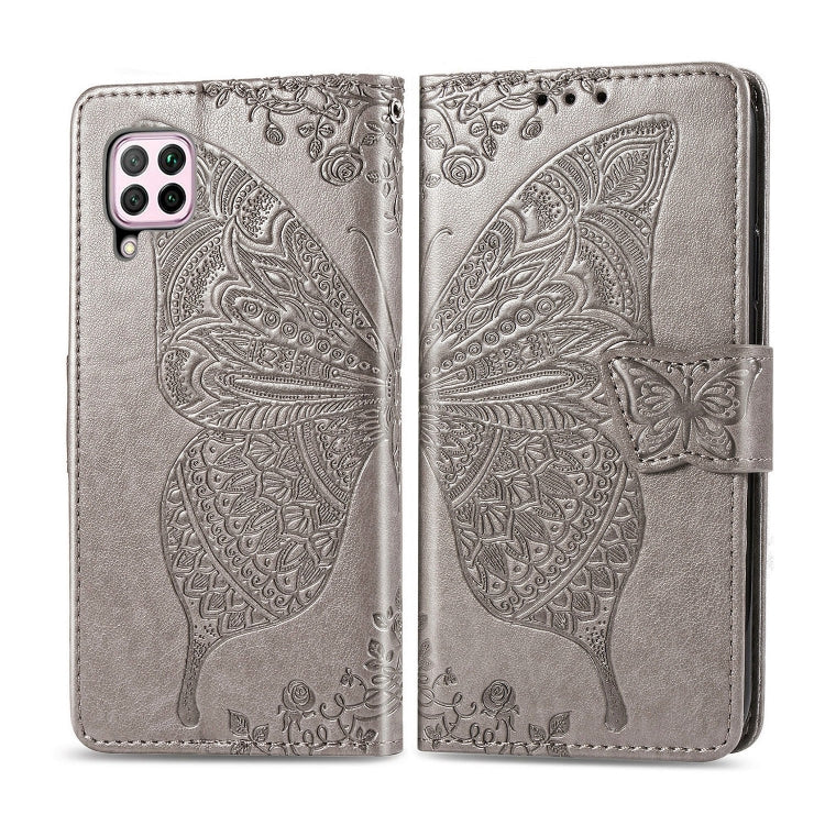 For Huawei Nova 6 SE Butterfly Love Flower Embossed Horizontal Flip Leather Case with Bracket / Card Slot / Wallet / Lanyard