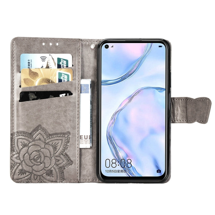 For Huawei Nova 6 SE Butterfly Love Flower Embossed Horizontal Flip Leather Case with Bracket / Card Slot / Wallet / Lanyard