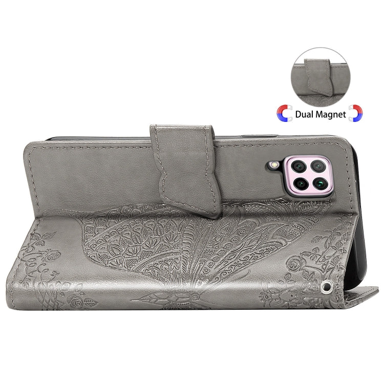 For Huawei Nova 6 SE Butterfly Love Flower Embossed Horizontal Flip Leather Case with Bracket / Card Slot / Wallet / Lanyard