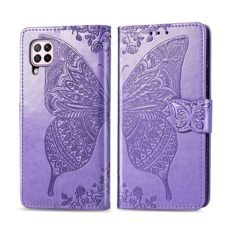 For Huawei Nova 6 SE Butterfly Love Flower Embossed Horizontal Flip Leather Case with Bracket / Card Slot / Wallet / Lanyard