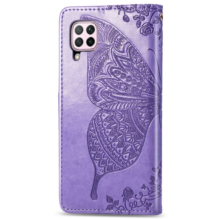 For Huawei Nova 6 SE Butterfly Love Flower Embossed Horizontal Flip Leather Case with Bracket / Card Slot / Wallet / Lanyard